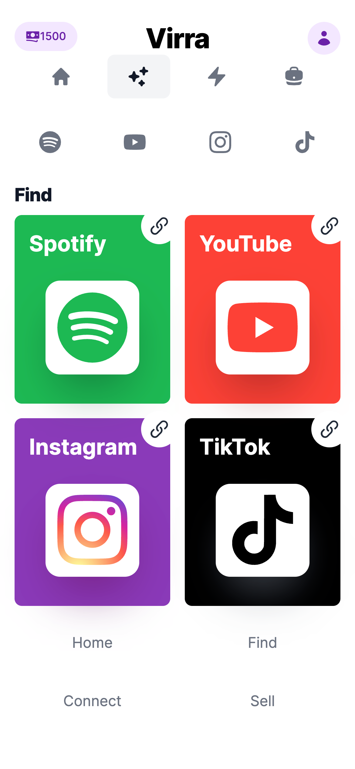 Virra App Find Tab mobile